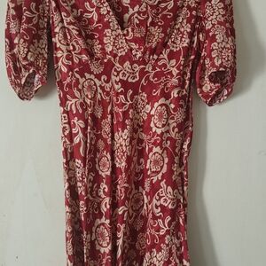 Elegant Red Floral Women's Dress